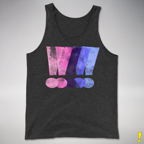 Distressed Omnisexual Pride Exclamation Points Premium Tank Top - Charcoal Triblend